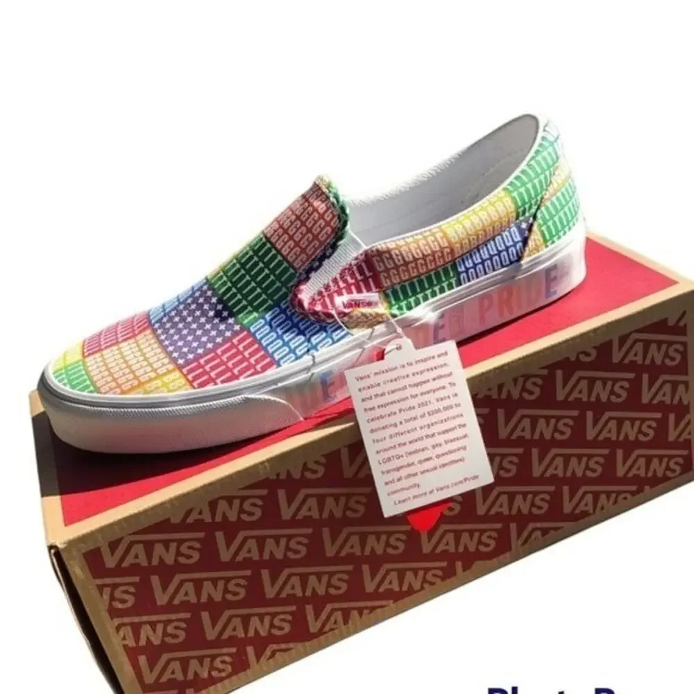 Vans Classic Slip On Pride Mens Multi color White Shoes Size 10